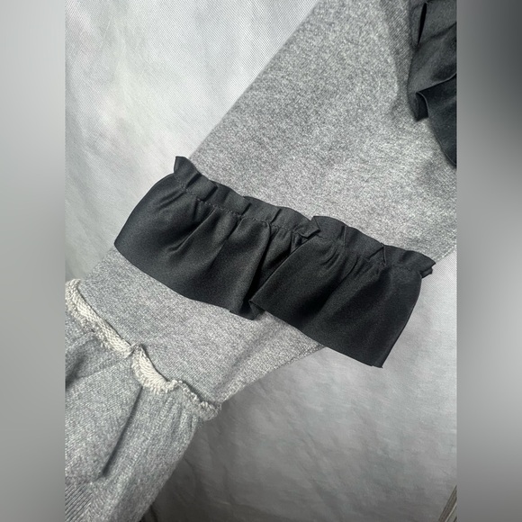 J.Crew Ruffle-sleeve Sweatshirt in Heather Gray With Black and Gray Ruffles Sz M - Picture 4 of 7
